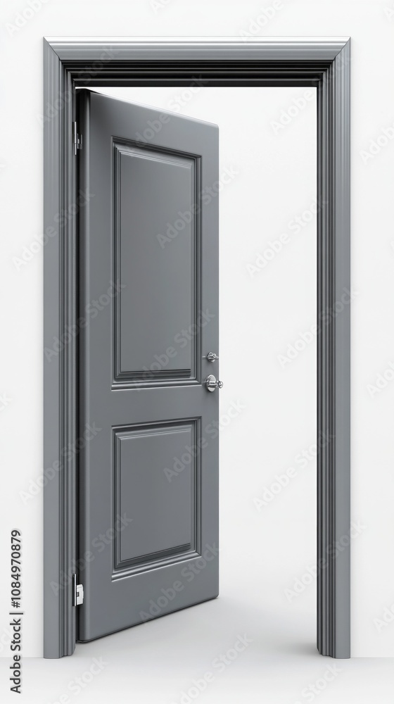 Poster a door is open and the frame is gray