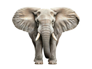 Fototapeta premium Majestic African Elephant Wildlife Animal Portrait Big Ears Tusks on transparent background