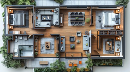 Floor plan top view. Apartment interior isolated on white background. Mockup design concept.