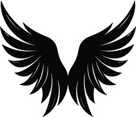 Fototapeta premium Black wings silhouette vector set