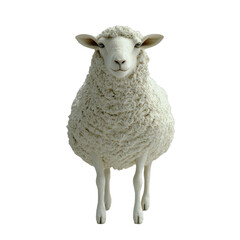 Fototapeta premium Fluffy White Sheep Statue Farm Animal Figurine on transparent background
