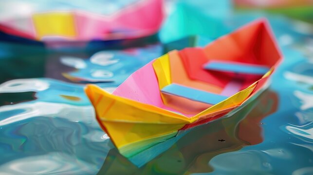 Colorful Paper Boat - a charming and vibrant visual. The playful design captures the essence of creativity and imagination.