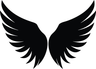 Obraz premium Black wings silhouette vector set
