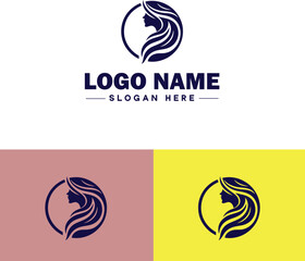 Hair Salon icon Hairdressing salon Hair studio Beauty salon flat logo sign symbol editable vector