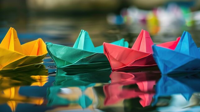 Colorful Paper Boat - a charming and vibrant visual. The playful design captures the essence of creativity and imagination.