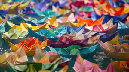 Colorful Paper Boat - a charming and vibrant visual. The playful design captures the essence of creativity and imagination.