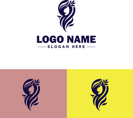 Hair Salon icon Hairdressing salon Hair studio Beauty salon flat logo sign symbol editable vector