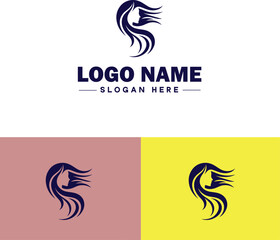 Fototapeta premium Hair Salon icon Hairdressing salon Hair studio Beauty salon flat logo sign symbol editable vector