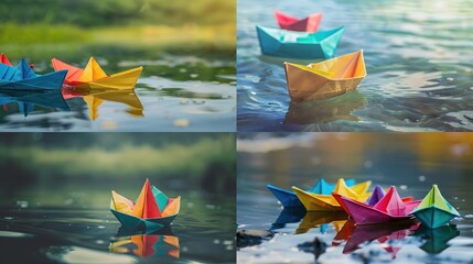 Colorful Paper Boat - a charming and vibrant visual. The playful design captures the essence of creativity and imagination.