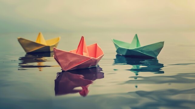 Colorful Paper Boat - a charming and vibrant visual. The playful design captures the essence of creativity and imagination.