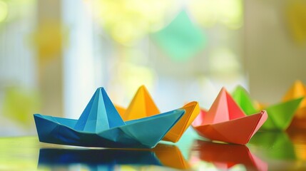 Colorful Paper Boat - a charming and vibrant visual. The playful design captures the essence of creativity and imagination.
