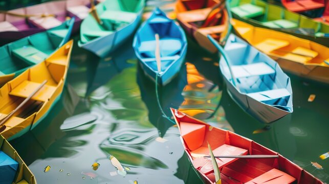 Colorful Paper Boat - a charming and vibrant visual. The playful design captures the essence of creativity and imagination.