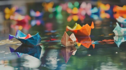 Colorful Paper Boat - a charming and vibrant visual. The playful design captures the essence of creativity and imagination.