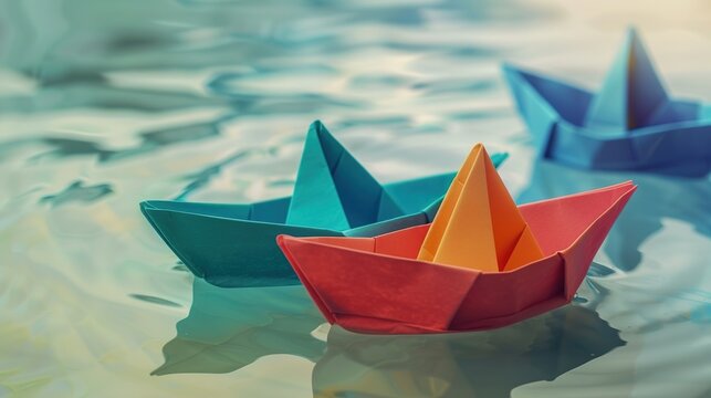 Colorful Paper Boat - a charming and vibrant visual. The playful design captures the essence of creativity and imagination.