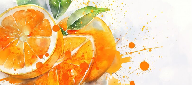orange fruit watercolor paint brush background 2