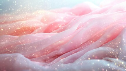 Obraz premium Delicate silky pink waves undulate gracefully, enhanced by a soft glowing light that adds a touch of ethereal beauty