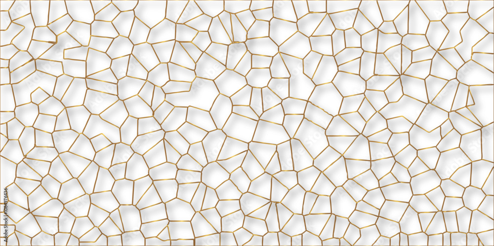 Poster abstract golden hexagon graphic ornament. arabian stylish seamless pattern on white background. crea
