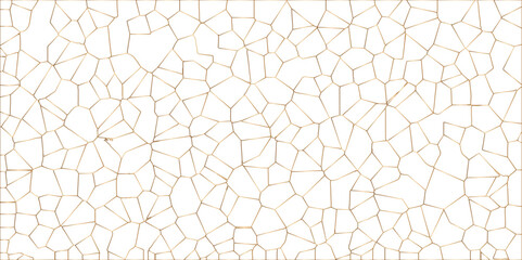 Golden gradient lines stroke abstract white crystalized broken glass background. Voronoi diagram background. abstract desktop texture design digital art wallpaper, vector illustration.	