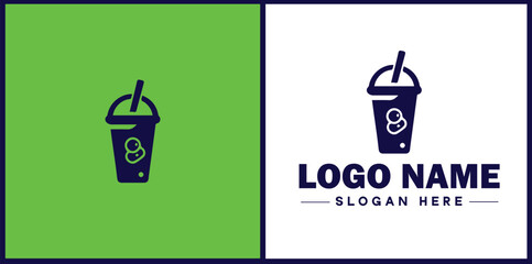 Bubble Tea Shop icon Boba tea shop Pearl milk tea shop Bubble drink café flat logo sign symbol editable vector