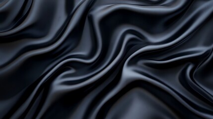 Obraz premium Black silk satin background with waves, Abstract background silky fabric