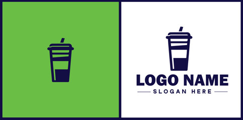 Bubble Tea Shop icon Boba tea shop Pearl milk tea shop Bubble drink café flat logo sign symbol editable vector