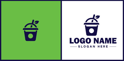 Bubble Tea Shop icon Boba tea shop Pearl milk tea shop Bubble drink café flat logo sign symbol editable vector