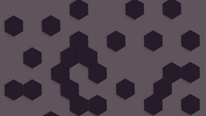 Abstract background showing a pattern of red and gray hexagons. Abstract geometric pattern of black and grey hexagons.