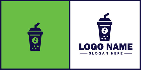 Bubble Tea Shop icon Boba tea shop Pearl milk tea shop Bubble drink café flat logo sign symbol editable vector