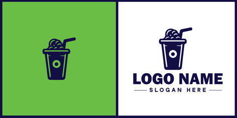 Bubble Tea Shop icon Boba tea shop Pearl milk tea shop Bubble drink café flat logo sign symbol editable vector