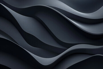 Fototapeta premium Abstract Black Waves with Smooth Curves and Fluid Lines in a Sleek and Minimalist Modern Design