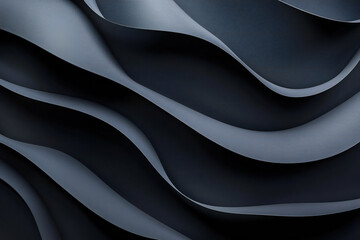 Obraz premium Abstract Black Waves with Smooth Curves and Fluid Lines in a Sleek and Minimalist Modern Design