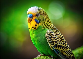 Fototapeta premium Green Budgie Male - Detailed Product Photography