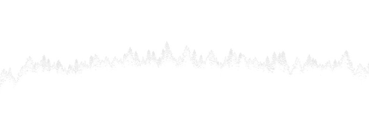 3d rendering of the dense pine forest on transparent background. Wide seamless nature panorama landscape alpha channel