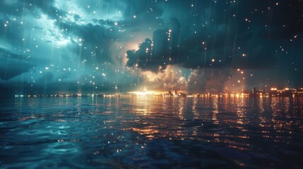 Obraz premium The abstract storm is a captivating sight. Lightning and rain add to the dramatic atmosphere.