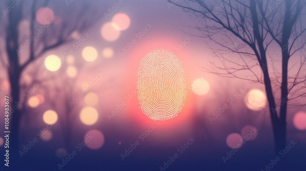 Poster a digital fingerprint scanner displays a glowing interface as a finger is pressed for biometric secu