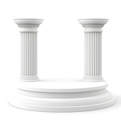 Obraz premium White podium isolated on white background, close up