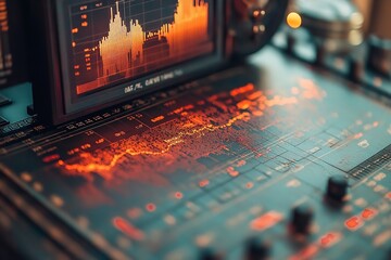 Obraz premium Seismograph showing precise earthquake data. Generative Ai