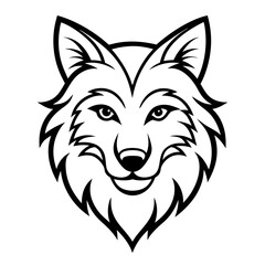 Wolf Head Line Art Mascot Logo Vector Illustration