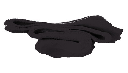 Black clay texture isolated on transparent background.