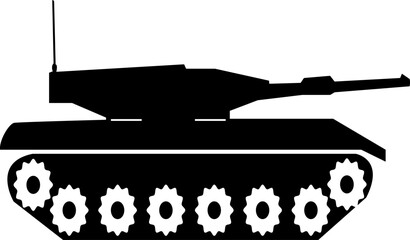 Fototapeta premium Black military tank icon on white background.illustration of a tank