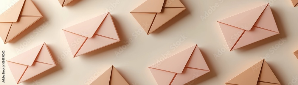 Aufkleber a flat lay of pink brown envelopes arranged on a light surface, creating a visually appealing patter