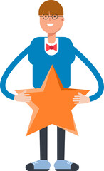 Boy with Bowtie Suit Character Holding Star
