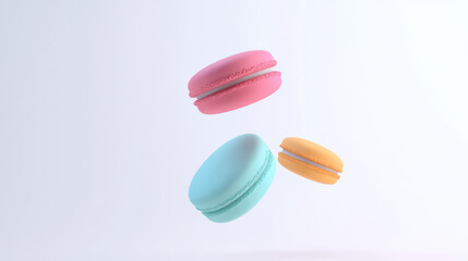 Colorful Macarons Floating in Midair