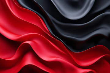 Obraz premium Abstract Flowing Red and Black Fabric with Smooth, Glossy Texture