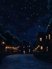 Whimsical Night Sky with Stars and Lights