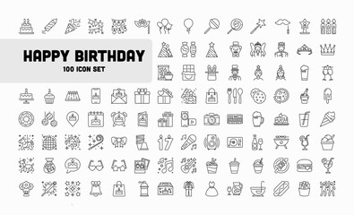 Happy Birthday Icon Set.