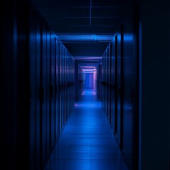 Fototapeta premium Modern Data Center with Cloud Technology and Blue Accents