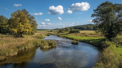 7.Serene View of a Flowing River in Nature: