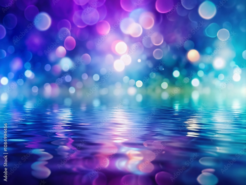 Poster abstract gradient of blue to purple with reflective surface and soothing bokeh effect for tranquil b