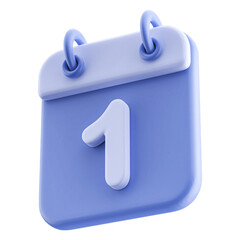 3D Calendar Icon White Date 1